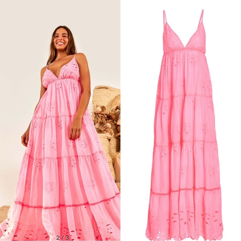 Farm Rio Cotton Tiered Maxi Dress
Pink Nwt